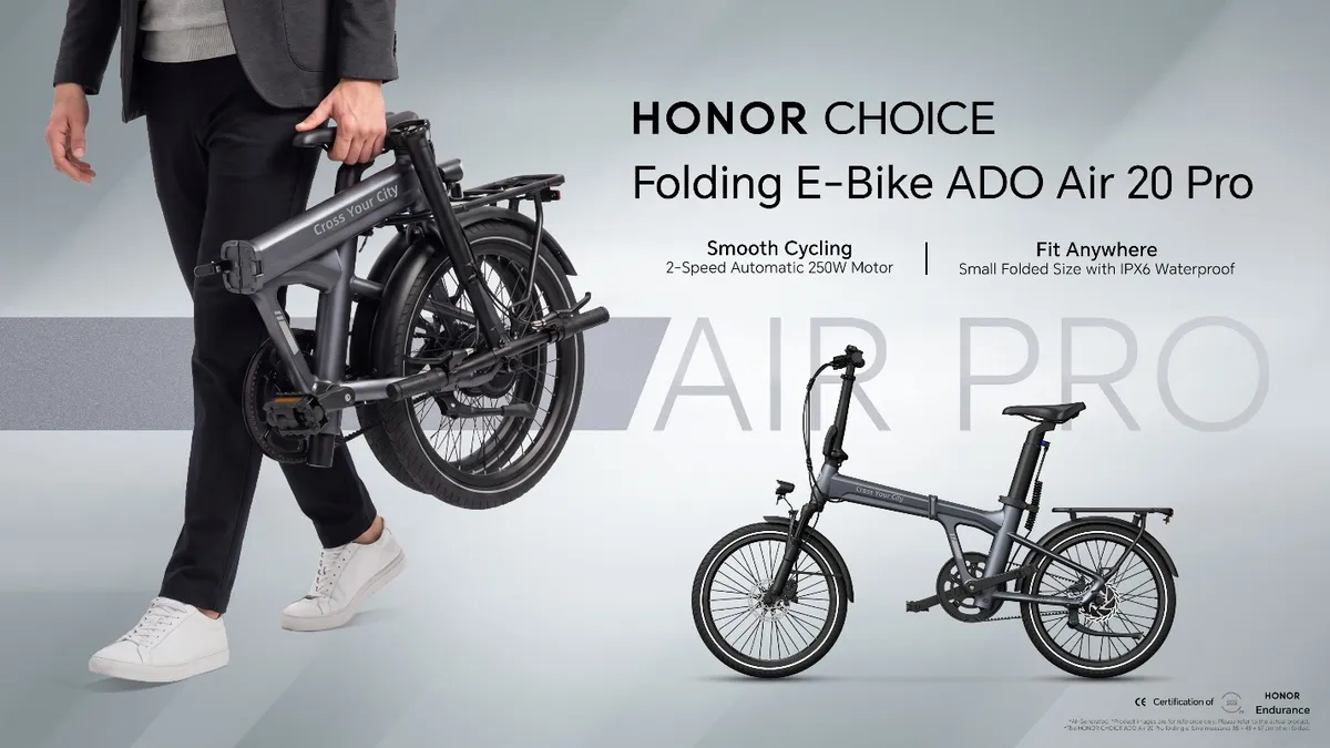 HONOR CHOICE ADO Air 20 Pro: la nuova e-bike pieghevole con BAFANG