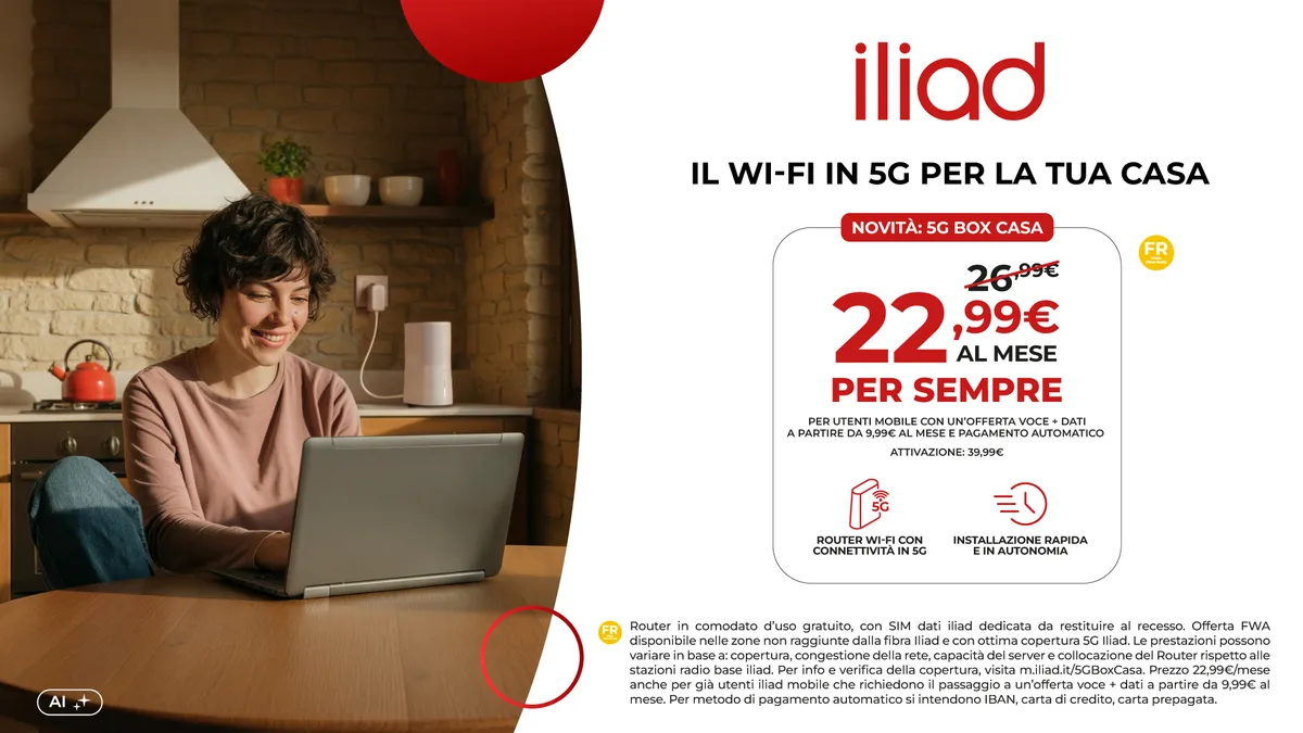 Iliad lancia 5G BOX CASA: Internet veloce dove la fibra non arriva