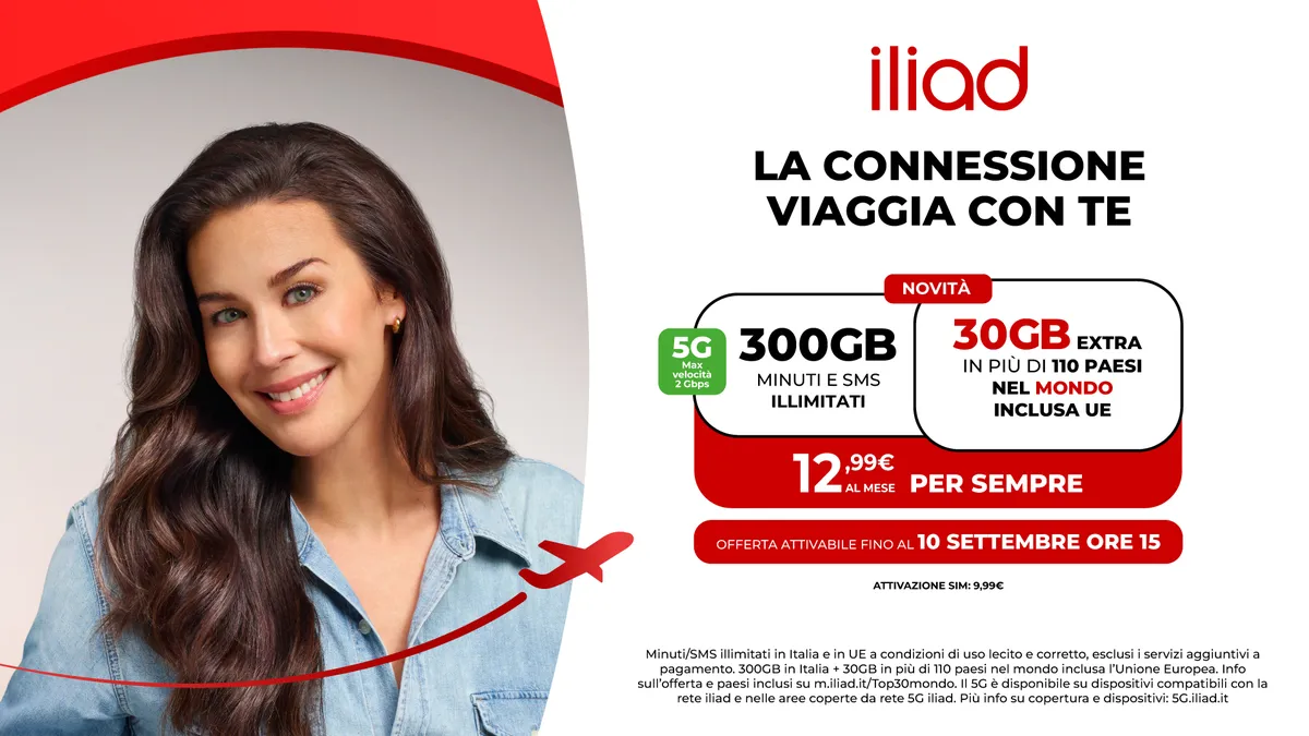 Iliad Lancia TOP 30 MONDO: Offerta con 30 GB in Roaming a 12,99€/mese