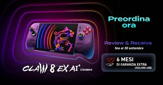 MSI apre i preordini per la Claw 8 EX AI+: ecco cosa sapere